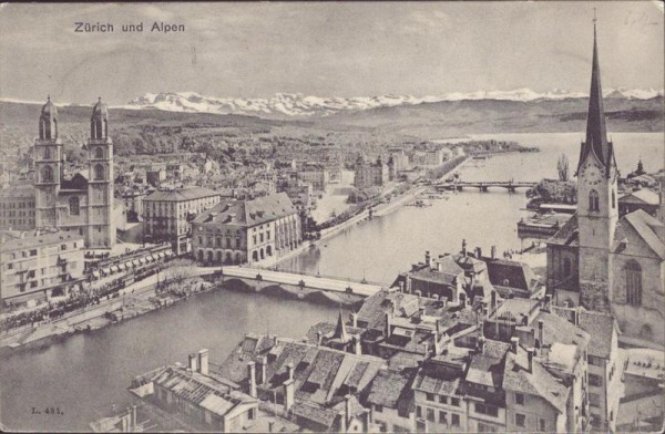 Zürich und Alpen Vorderseite
