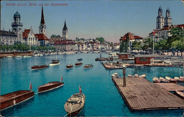 Zürich. Blick von der Qaibrücke Vorderseite