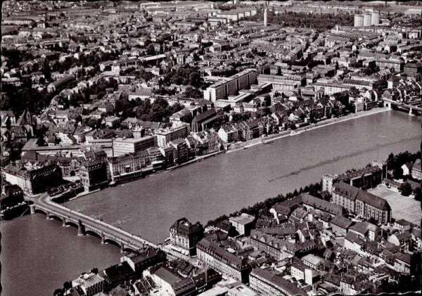 Basel, mittlere Rheinbrücke und Bürgerspital Vorderseite
