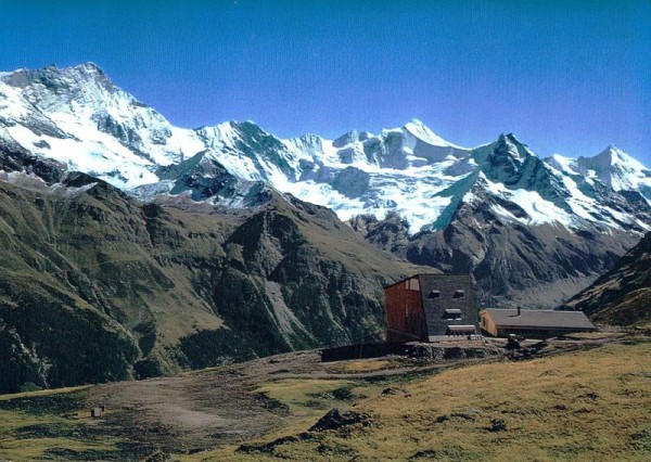 Sorebois sur Zinal, Val d`Anniviers. Au fond le Weisshorn et le Schallihorn, le Zinal Rothorn, le Besso et l`Obergabelhorn Vorderseite