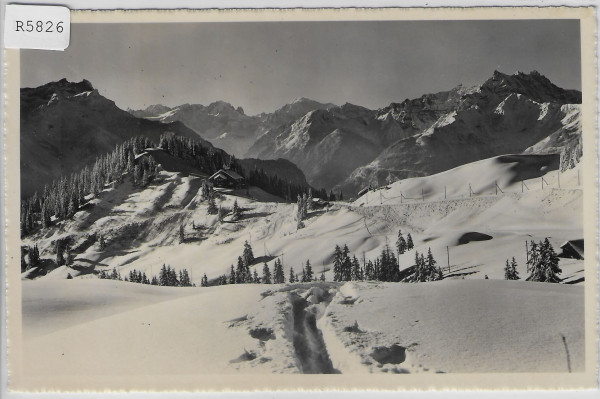 Bretaye - Vue sur les Dents de Morcles, Glaciers du Trient, Mt. Blanc en hiver im Winter - Schneespu