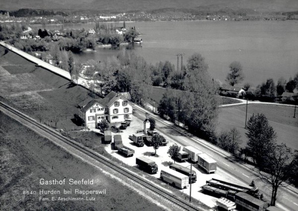 Gasthaus Seefeld, Hurden bei Rapperswil  -  Flugaufnahmen Vorderseite
