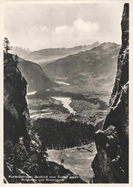 Kunkelsstrasse. Ausblick vom Tunnel gegen Reichenau und Hinterrhein. 1942 Vorderseite