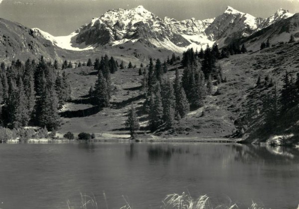 Schwarzsee mit Piz d'Err und Piz Calderas, Alp Flix ob Sur Vorderseite