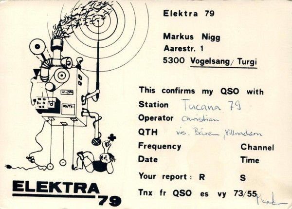 QSL- Karte, Elektra 79, Vogelsang Vorderseite