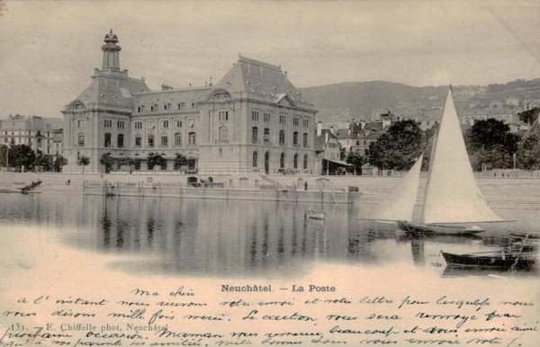 La Poste, Neuchâtel (um1900) Vorderseite
