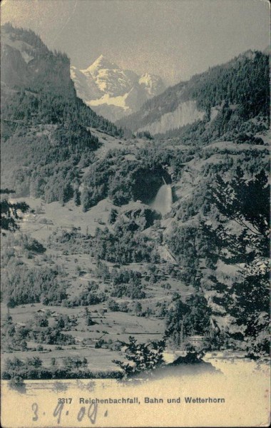 Reichenbachfall - Bahn und Wetterhorn Vorderseite