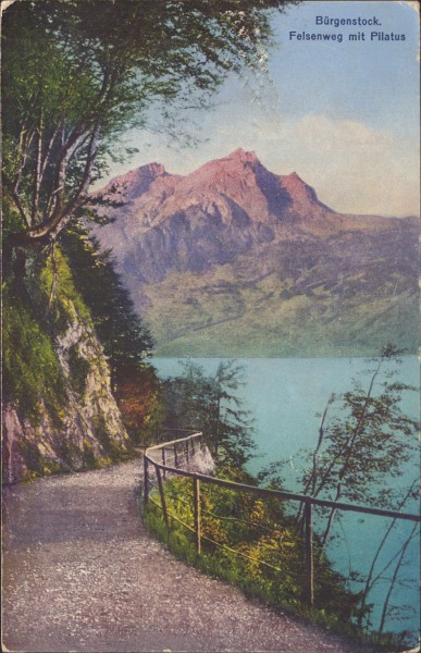 Bürgenstock, Felsenweg mit Pilatus