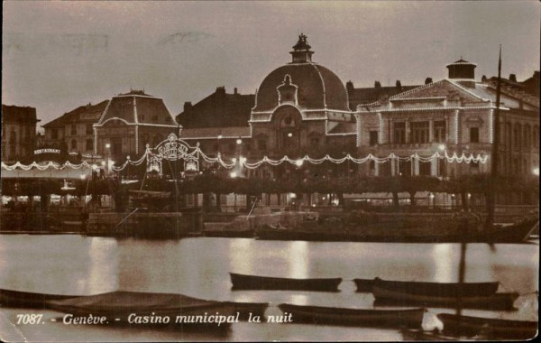 Genève - Casino municipal la nuit. Vorderseite