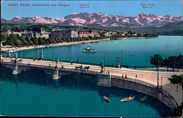 Zürich. Quaibrücke und Utoquai  Vorderseite