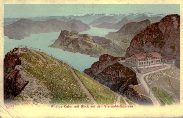 Pilatus-Kulm mit Blick auf den Vierwaldstättersee um 1904 Vorderseite