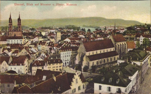 Basel, Blick aauf Münster u Histor.Museum Vorderseite