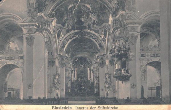 Einsiedeln Inneres der Stiftskirche Vorderseite