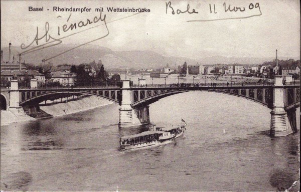 Basel - Rheindampfer mit Wettsteinbrücke