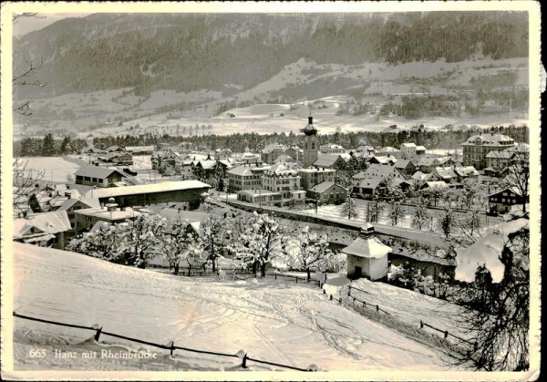 Ilanz mit Rheinbrücke Vorderseite