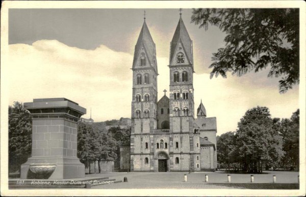 Koblenz/Kastor-Dom und Brunnen Vorderseite