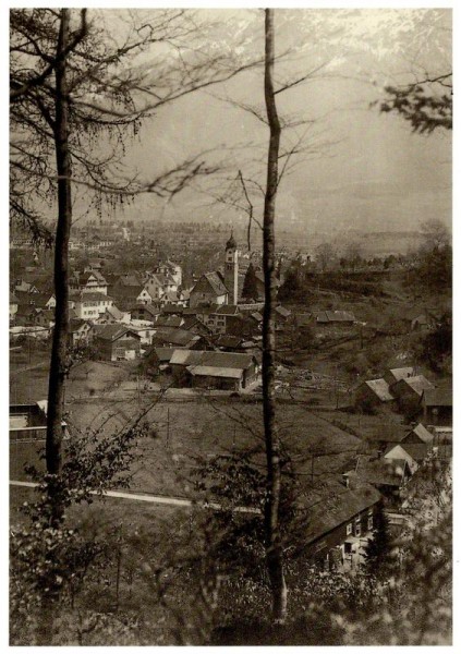 Blick auf den Buchser Dorfteil Moos SG um 1920; Reproduktion  Vorderseite