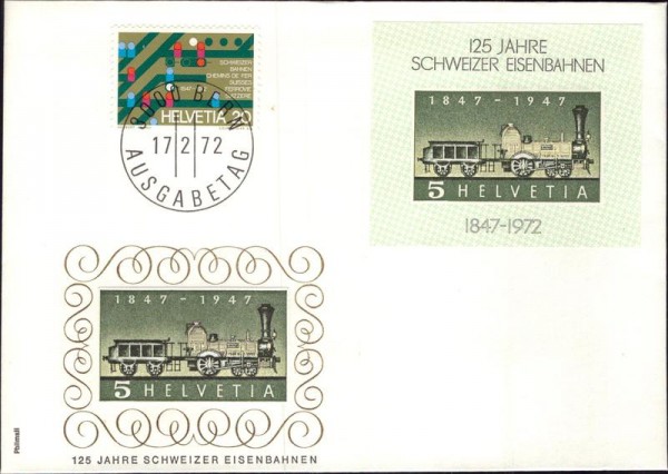 125 Jahre Schweizer Eisenbahnen, 1972 Vorderseite