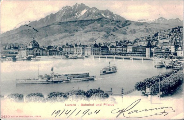 Luzern - Bahnhof und Pilatus Vorderseite