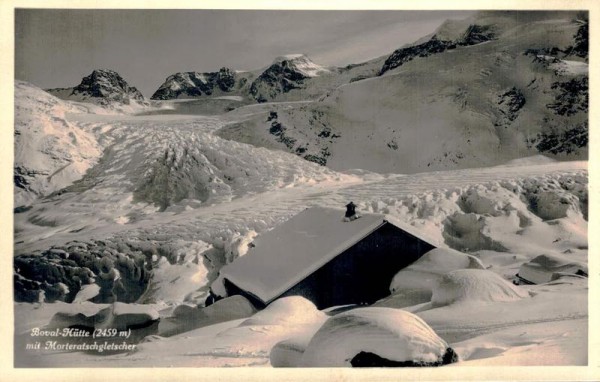 Boval-Hütte mit Morteratschgletscher Vorderseite