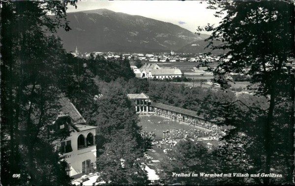 Freibad im Warmbad mit Villach und Gerlitzen Vorderseite