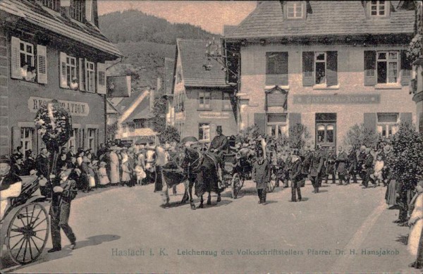 Haslach im Kinzhigtal, Leichenzug dr. H. Hansjakob Vorderseite