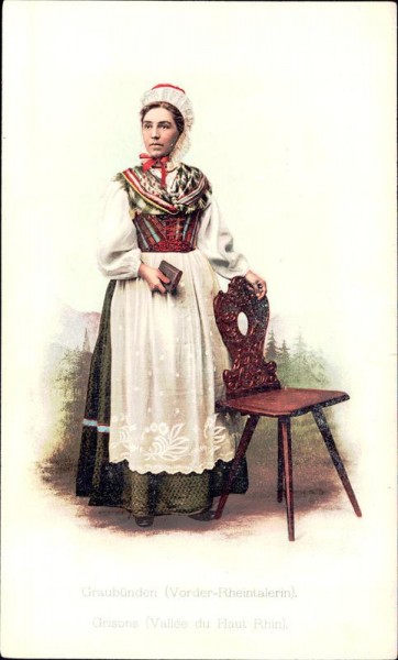 Graubünden, Vorder-Rheintalerin, Tracht Vorderseite