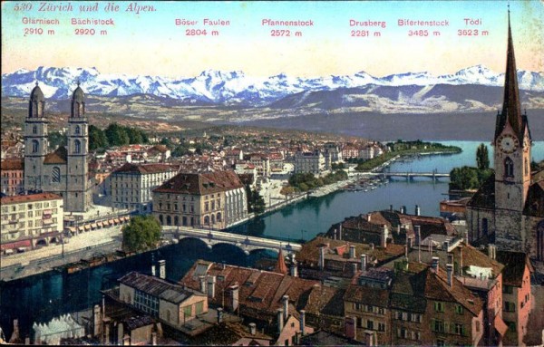 Zürich und die Alpen Vorderseite