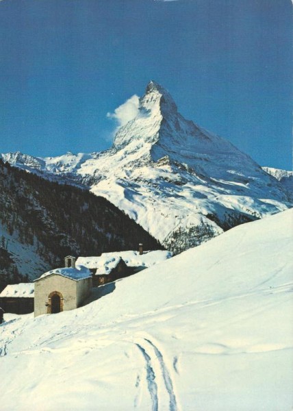 Zermatt. Findeln mit Matterhorn Vorderseite