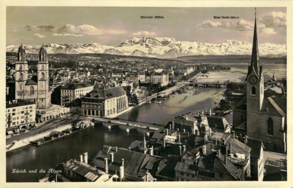Zürich und die Alpen Vorderseite
