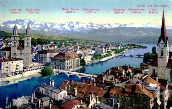 Zürich und die Alpen Vorderseite
