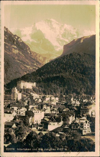 Interlaken und die Jungfrau (4167 m) Vorderseite