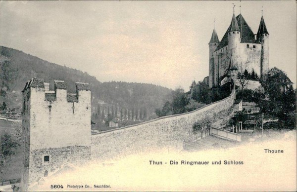 Thun - Die Ringmauer und Schloss  Vorderseite