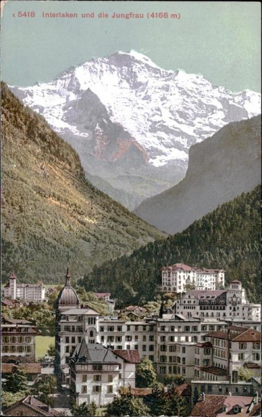 Interlaken und die Jungfrau (4166 m) Vorderseite