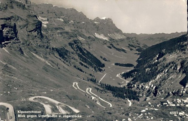 Klausenstrasse. Blick gegen Urnerboden u. Jägerstöcke Vorderseite