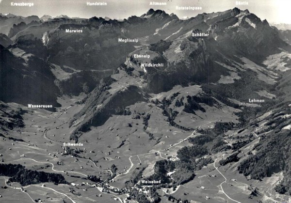 Weissbad - Schwende - Wasserauen gegen Altmann und Säntis Vorderseite