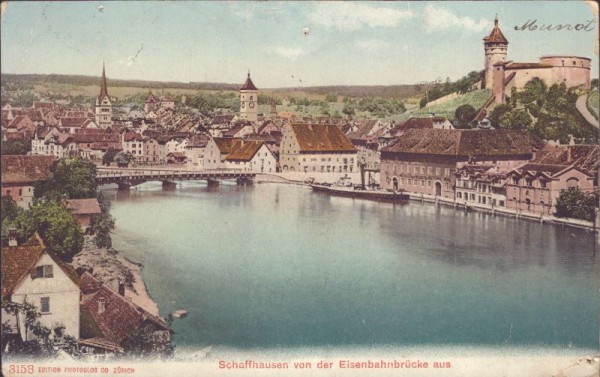 Schaffhausen von der Eisenbahnbrücke aus