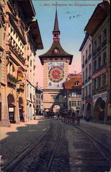 Bern, Marktgasse mit Zeitglockenturm Vorderseite