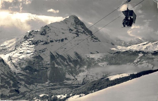 Grindelwald, die Firstbahn mit Eiger u. Kl. Scheidegg Vorderseite