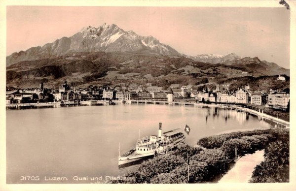 Luzern. Quai und Pilatus Vorderseite