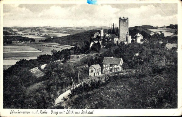 Blankenstein an der Rühr. Bürg mit Blick ins Rührtal Vorderseite