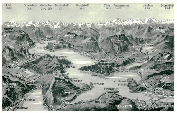 Vierwaldstättersee und Umgebung Vorderseite