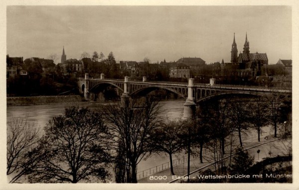 Wettsteinbrücke mit Münster Vorderseite