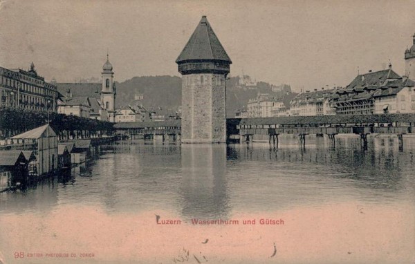 Luzern - Wasserturm und Gütsch Vorderseite