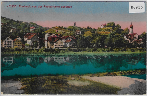 Rheineck von der Rheinbrücke gesehen - Litho