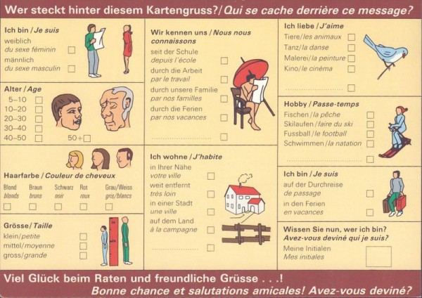 Wer steckt hinter diesem Kartengruss? Vorderseite