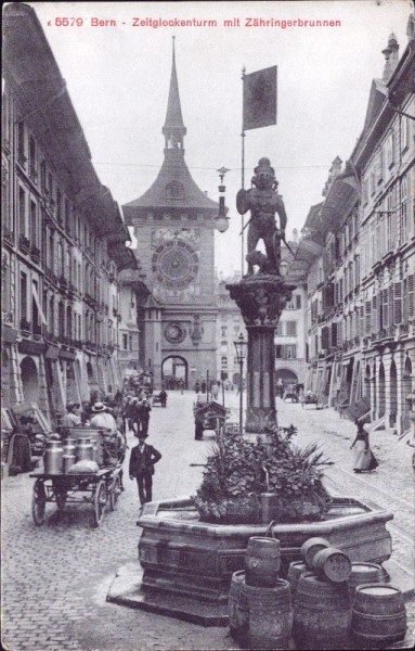 Bern - Zeitglockenturm mit Zähringerbrunnen