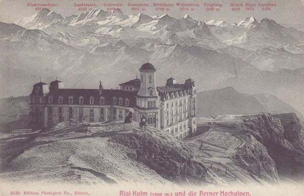 Rigi-Kulm (1800 m.) und die Berner-Hochalpen