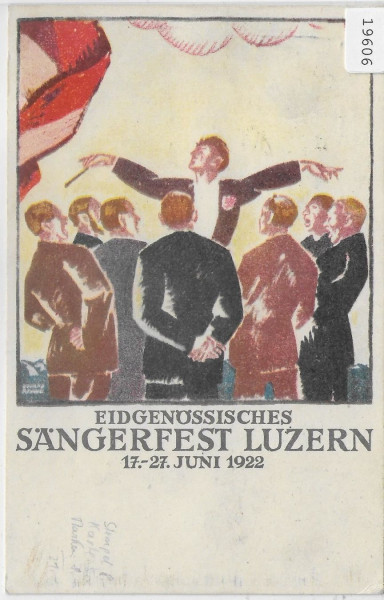 Eidgenössisches Sängerfest Luzern 1922 mit Werbestempel
