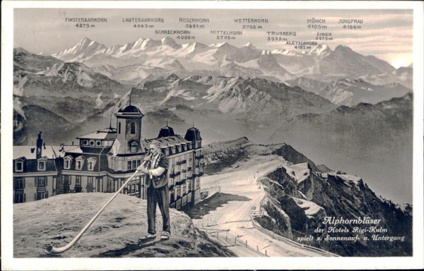 Alphornbläser, Rigi-Kulm Vorderseite